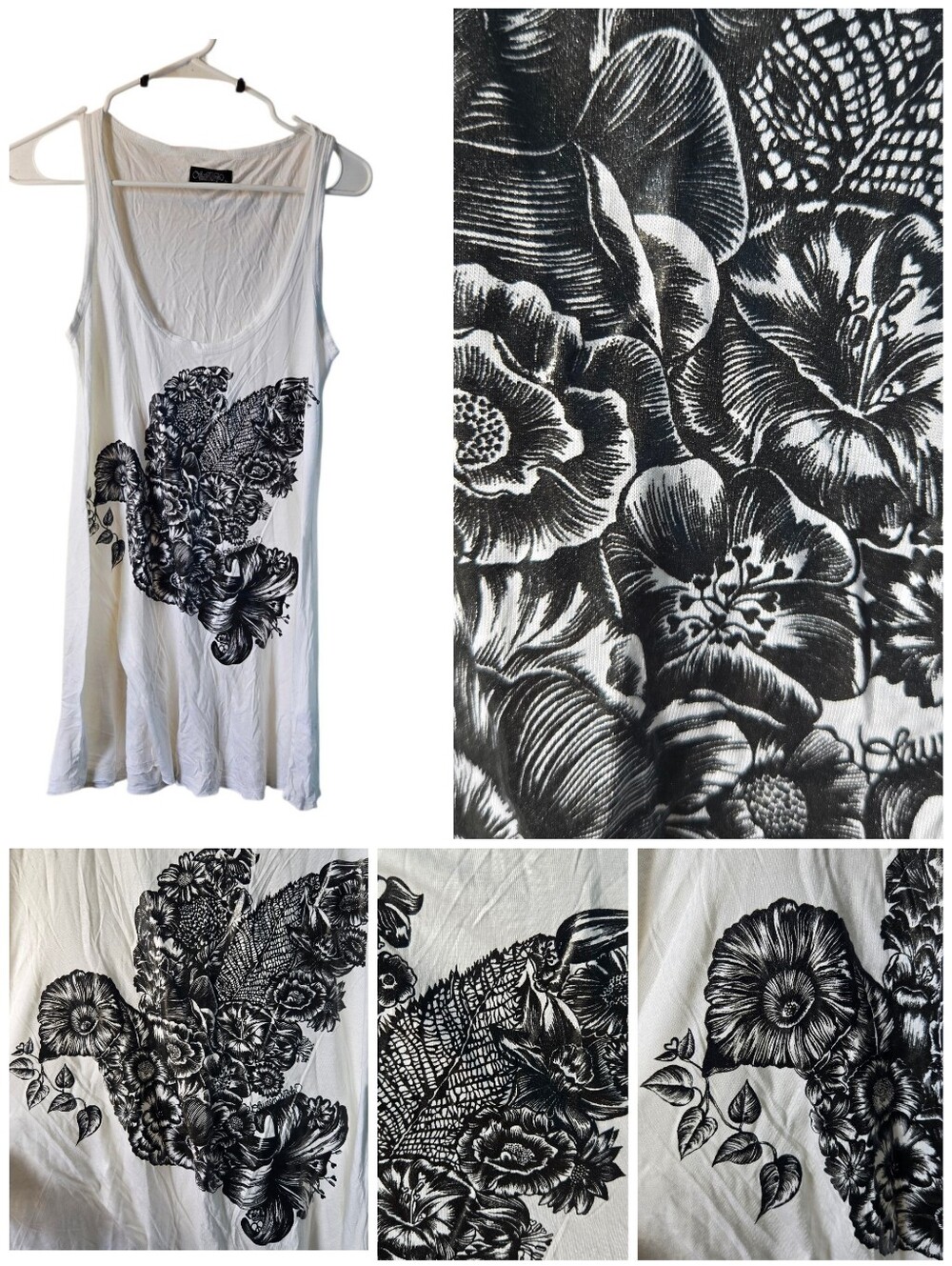 Lauren Moshi NWOT RARE  Floral Dove tunic/tank top